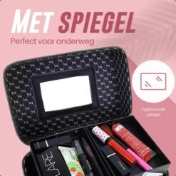 Make Up Koffer En Organizer - Beautycase Met Spiegel - Dames - Cosmetica En Visagie - Zwart 18 Make Up Koffer En Organizer - Beautycase Met Spiegel - Dames - Cosmetica En Visagie - Zwart -Cosmeticawinkel 1200x1200 1000