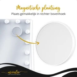 Novalie Hollywood Spiegel Met Verlichting - 65 Cm X 50 Cm - Make Up Spiegel Met Led Lampen – Visagie – Dimbaar / 3 Lichtstanden – Voor Hem / Haar Cadeau – 10x Vergroting – Met Tru-Daylight Verlichting – Wit -Cosmeticawinkel 1200x1200 1002