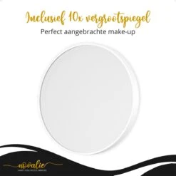 Novalie Hollywood Spiegel Met Verlichting - 65 Cm X 50 Cm - Make Up Spiegel Met Led Lampen – Visagie – Dimbaar / 3 Lichtstanden – Voor Hem / Haar Cadeau – 10x Vergroting – Met Tru-Daylight Verlichting – Wit -Cosmeticawinkel 1200x1200 1003