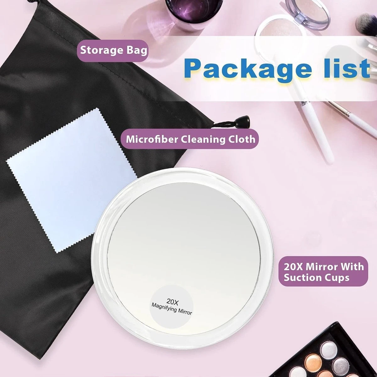 6 Inch, 20 X Vergrotende Spiegel Met Zuignappen, Gebruik Voor Make-up Applicatie, Pincet En Mee-eter/onzuiverheid, Transparant 7 6 Inch, 20 X Vergrotende Spiegel Met Zuignappen, Gebruik Voor Make-up Applicatie, Pincet En Mee-eter/onzuiverheid, Transparant - Afbeelding 5