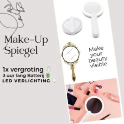 Merkloos Make Up Spiegel Met Led Verlichting - Verzorging Spiegel - Luxe Handspiegel - Zakspiegel - Sterke Handvat -Wit 11 Merkloos Make Up Spiegel Met Led Verlichting - Verzorging Spiegel - Luxe Handspiegel - Zakspiegel - Sterke Handvat -Wit -Cosmeticawinkel 1200x1200 1027