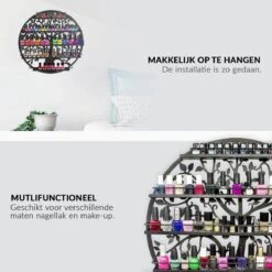 Confibel Nagellak Houder - Nagellak Flesjes Organizer - Essentiële Oliën Organizer - Rek Voor Flesjes - Wanddecoratie - Zwart -Cosmeticawinkel 1200x1200 1033