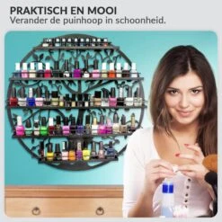 Confibel Nagellak Houder - Nagellak Flesjes Organizer - Essentiële Oliën Organizer - Rek Voor Flesjes - Wanddecoratie - Zwart -Cosmeticawinkel 1200x1200 1034