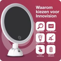 Innovision Make Up Spiegel - Met Verlichting En Zuignap - 360° Verstelbaar - Werkt Op Batterijen En Op Stroom - 5x Vergroot -Cosmeticawinkel 1200x1200 1050
