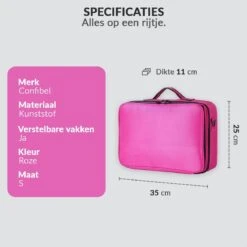 Cosmetica Koffer - Make-up Koffer Met Verstelbare Vakken - Visagie En Nagelstyliste Beauty Koffer - 35x25x11CM - Roze -Cosmeticawinkel 1200x1200 1059