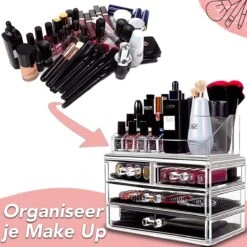 AWEMOZ Make-Up Organizer - Beauty Organizer Voor Make Up - Opbergbox - Opbergdoos Cosmetica - Sieradendoos - 20 Opbergvakken - Nagellak - Lippenstift - Transparant - Cadeau Voor Vrouw -Cosmeticawinkel 1200x1200 1081