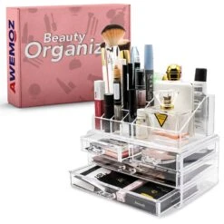 AWEMOZ Make-Up Organizer - Beauty Organizer Voor Make Up - Opbergbox - Opbergdoos Cosmetica - Sieradendoos - 20 Opbergvakken - Nagellak - Lippenstift - Transparant - Cadeau Voor Vrouw -Cosmeticawinkel 1200x1200 1084