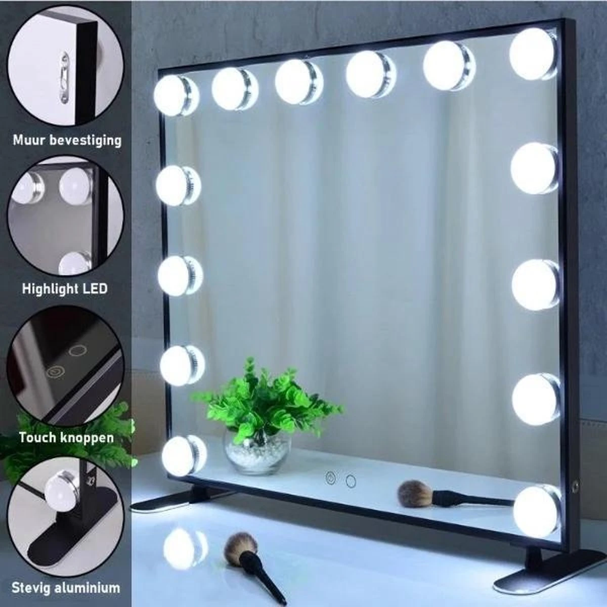 Hollywood Spiegel | Videri Vanity Zwart | Spiegel Met Verlichting | Make Up Spiegel | Visagie Spiegel | Cosmetische Spiegel | Dimbaar 7 Hollywood Spiegel | Videri Vanity Zwart | Spiegel Met Verlichting | Make Up Spiegel | Visagie Spiegel | Cosmetische Spiegel | Dimbaar - Afbeelding 5