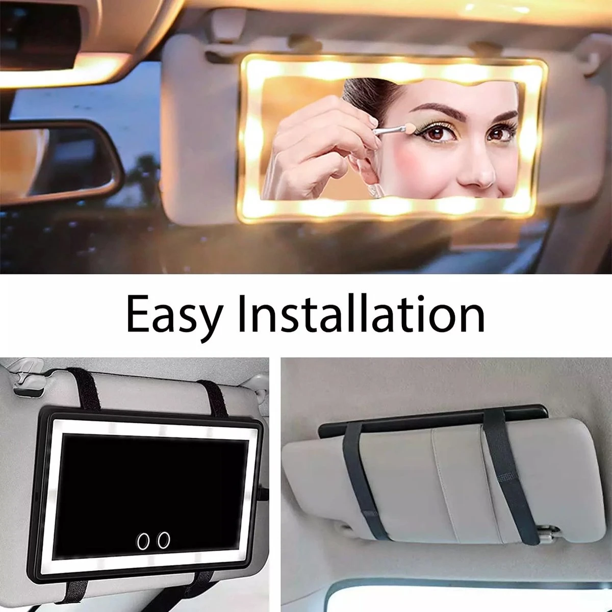 JO&RAE-Auto Zonneklep Make-up Spiegel Met Led Verlichting Wit-3 Kleurenmodus-Oplaadbare Auto Vanity Spiegel 4 JO&RAE-Auto Zonneklep Make-up Spiegel Met Led Verlichting Wit-3 Kleurenmodus-Oplaadbare Auto Vanity Spiegel - Afbeelding 2