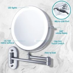 Auxmir Cosmetische Spiegel Met 1X / 10X Vergroting LED Verlichting, Dimbare Make-up Spiegel Met Touch Schakelaar USB Oplaadbare, Scheerspiegel 360 ° Draaibare Muurbeugel Voor Badkamer, Spa En Hotel 13 Auxmir Cosmetische Spiegel Met 1X / 10X Vergroting LED Verlichting, Dimbare Make-up Spiegel Met Touch Schakelaar USB Oplaadbare, Scheerspiegel 360 ° Draaibare Muurbeugel Voor Badkamer, Spa En Hotel -Cosmeticawinkel 1200x1200 1132