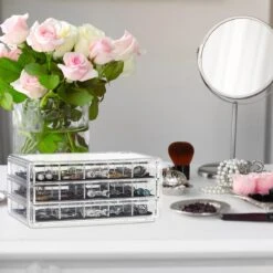 Relaxdays Make-up Organizer Acryl - 3 Lades Met Vakken Acrylbox - Cosmeticabox Opbergdoos - Doorzichtig -Cosmeticawinkel 1200x1200 1151