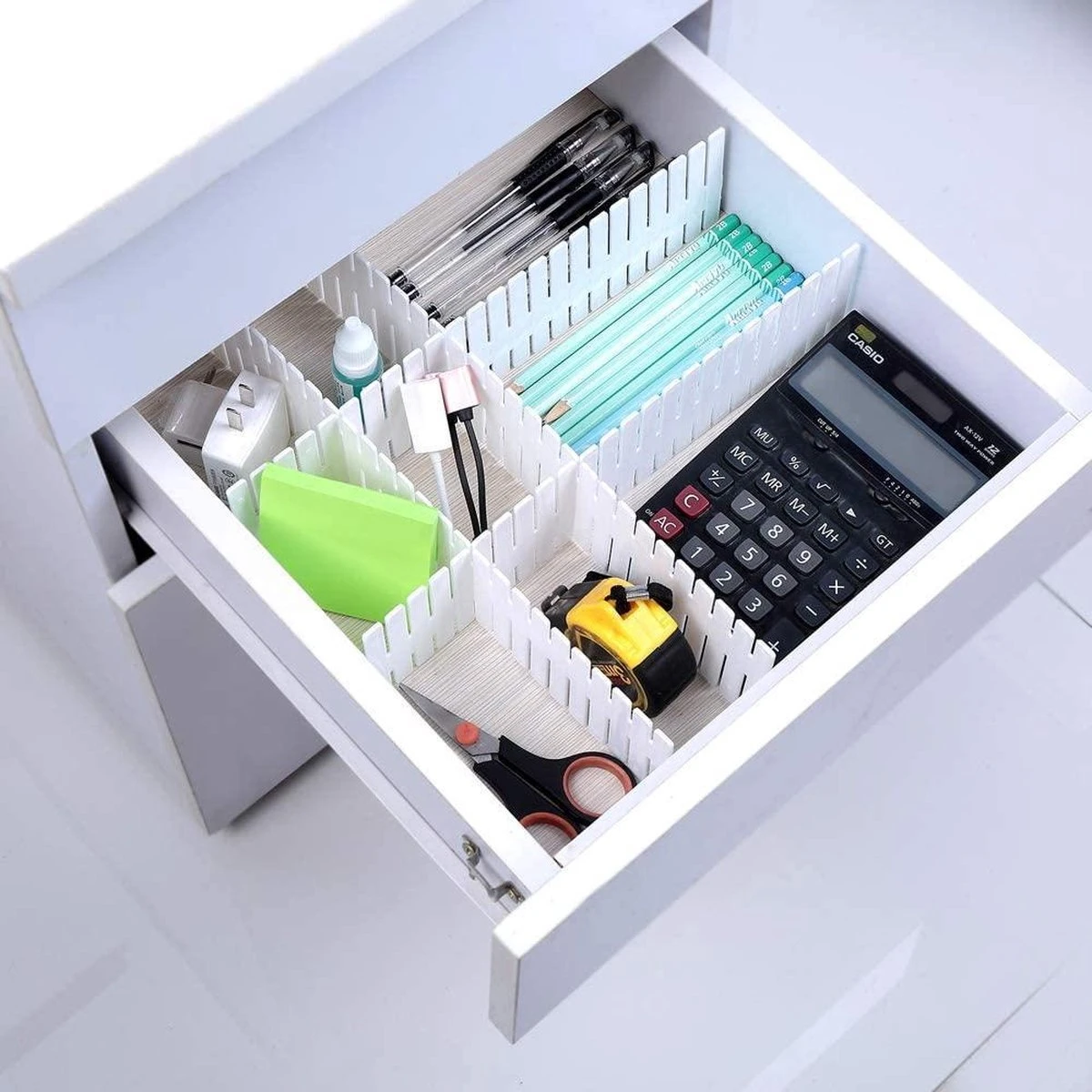 Waal® Lade Organizer - Lade Verdeler - 6 Stuks - Wit 4 Waal® Lade Organizer - Lade Verdeler - 6 Stuks - Wit - Afbeelding 2