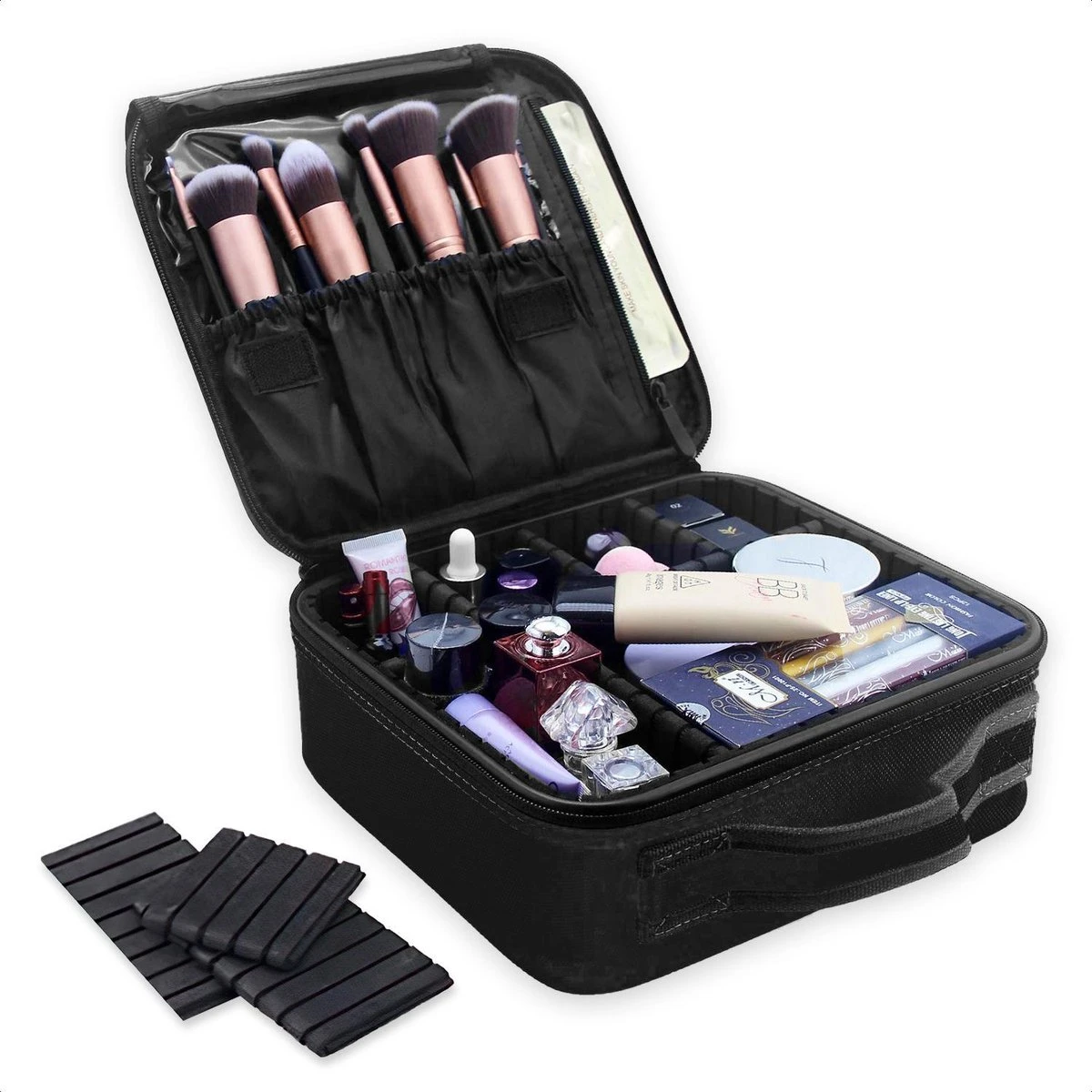 Cosmetica Koffer - Make-up Koffer Met Verstelbare Vakken - Visagie En Nagelstyliste Beauty Koffer - 26x23x9CM 3 Cosmetica Koffer - Make-up Koffer Met Verstelbare Vakken - Visagie En Nagelstyliste Beauty Koffer - 26x23x9CM