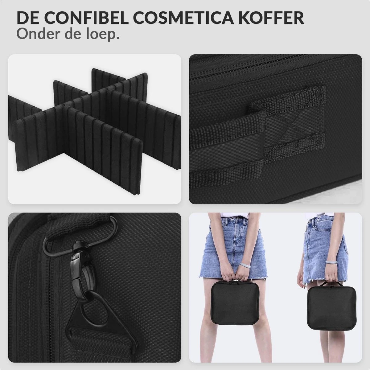 Cosmetica Koffer - Make-up Koffer Met Verstelbare Vakken - Visagie En Nagelstyliste Beauty Koffer - 26x23x9CM 15 Cosmetica Koffer - Make-up Koffer Met Verstelbare Vakken - Visagie En Nagelstyliste Beauty Koffer - 26x23x9CM - Afbeelding 13