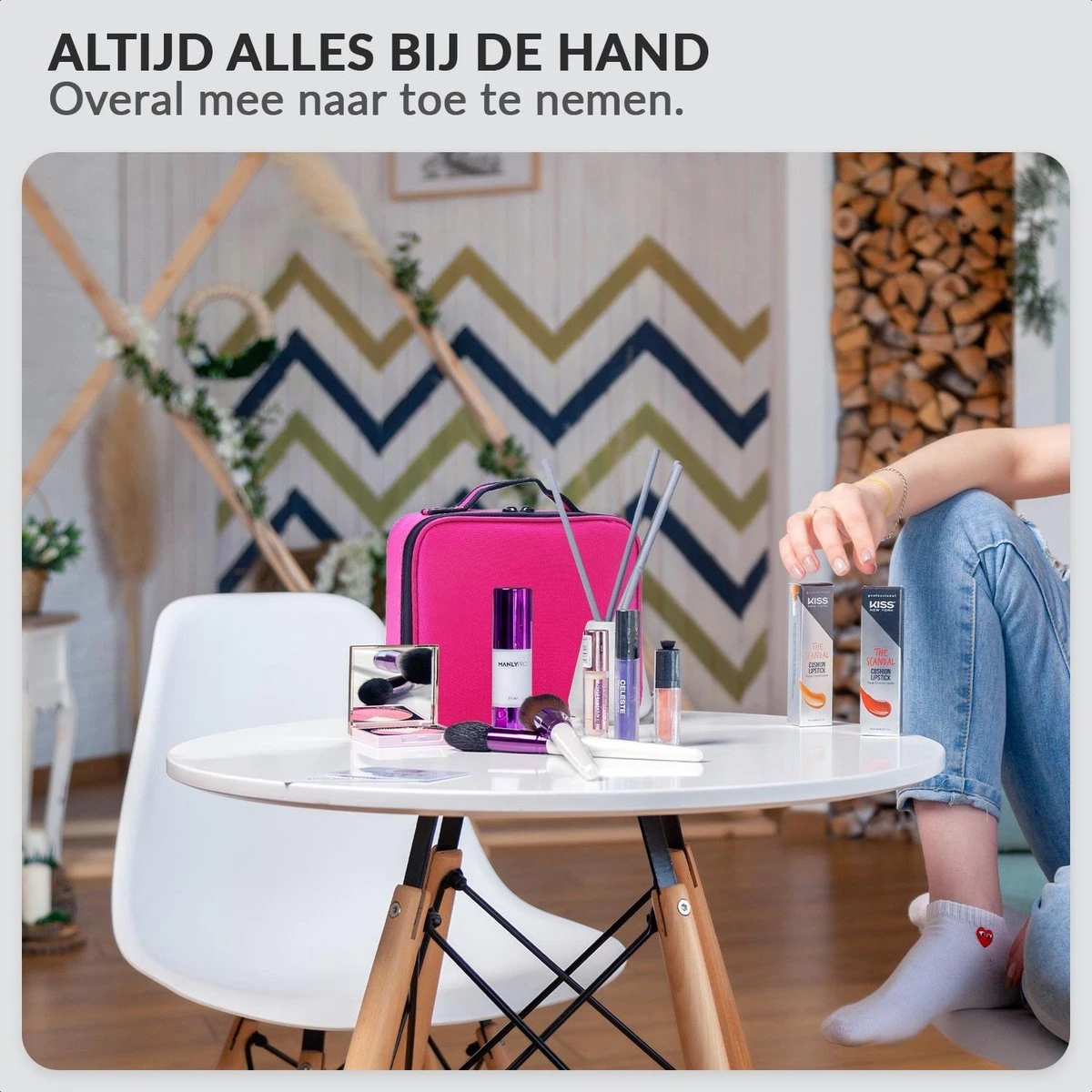 Cosmetica Koffer - Make-up Koffer Met Verstelbare Vakken - Visagie En Nagelstyliste Beauty Koffer - 26x23x9CM - Roze 5 Cosmetica Koffer - Make-up Koffer Met Verstelbare Vakken - Visagie En Nagelstyliste Beauty Koffer - 26x23x9CM - Roze - Afbeelding 3