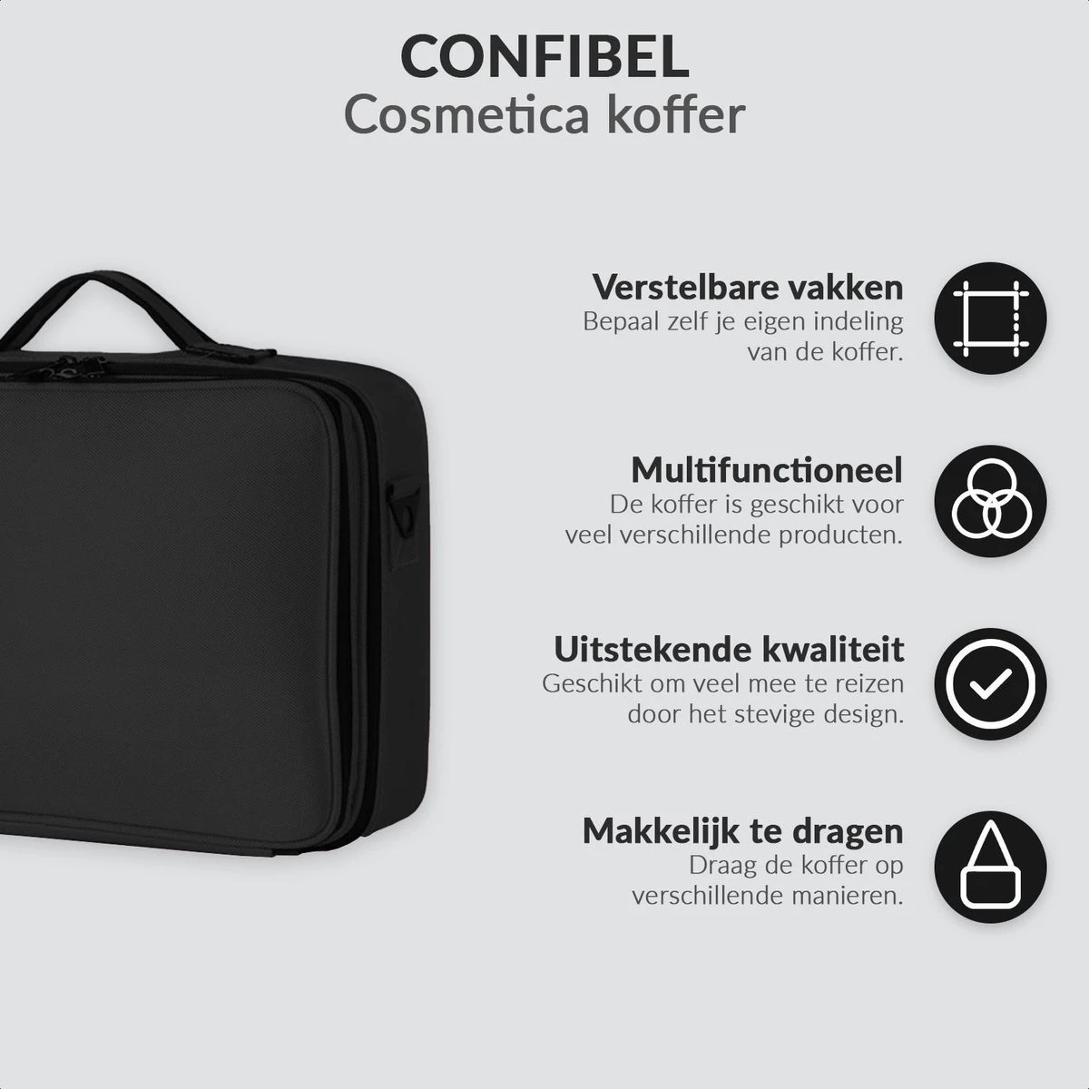 Cosmetica Koffer - Make-up Koffer Met Verstelbare Vakken - Visagie En Nagelstyliste Beauty Koffer - 35x25x11CM 13 Cosmetica Koffer - Make-up Koffer Met Verstelbare Vakken - Visagie En Nagelstyliste Beauty Koffer - 35x25x11CM - Afbeelding 11