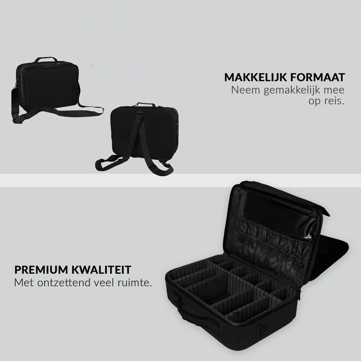 Cosmetica Koffer - Make-up Koffer Met Verstelbare Vakken - Visagie En Nagelstyliste Beauty Koffer - 35x25x11CM 14 Cosmetica Koffer - Make-up Koffer Met Verstelbare Vakken - Visagie En Nagelstyliste Beauty Koffer - 35x25x11CM - Afbeelding 12