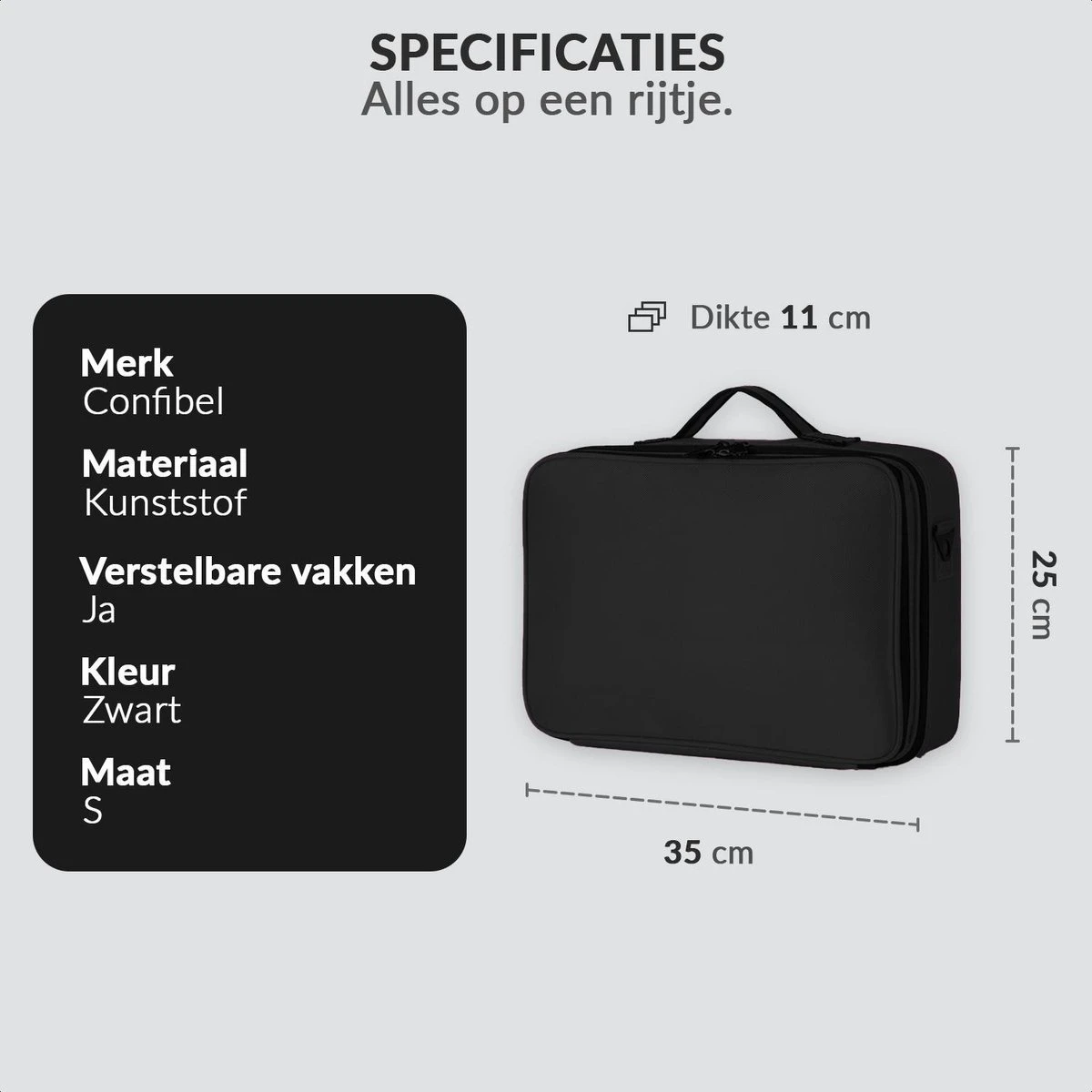 Cosmetica Koffer - Make-up Koffer Met Verstelbare Vakken - Visagie En Nagelstyliste Beauty Koffer - 35x25x11CM 15 Cosmetica Koffer - Make-up Koffer Met Verstelbare Vakken - Visagie En Nagelstyliste Beauty Koffer - 35x25x11CM - Afbeelding 13