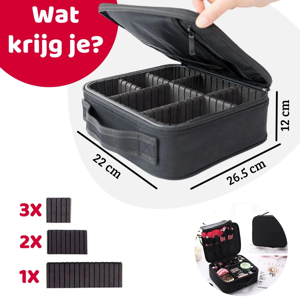 Mmoods Make-up Koffer – Make Up Tas Reizen – Makeup Organizer Verstelbaar -Beautycase Waterdicht – Make-up Tasje Voor Onderweg – Toilettas Voor Cosmetica Zwart 8 Mmoods Make-up Koffer – Make Up Tas Reizen – Makeup Organizer Verstelbaar -Beautycase Waterdicht – Make-up Tasje Voor Onderweg – Toilettas Voor Cosmetica Zwart - Afbeelding 6