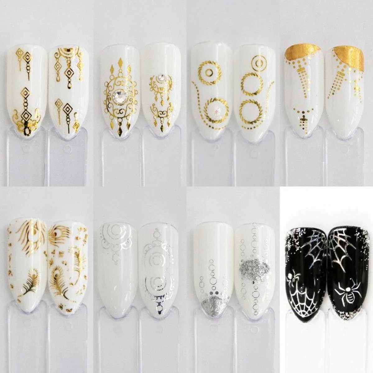 GUAPÀ - Nail Art Nagel Sjabloon Stickers 30 Vellen - Zelfklevende Nagelstickers & Nageldecoratie 3D Goud En Zilver 10 GUAPÀ - Nail Art Nagel Sjabloon Stickers 30 Vellen - Zelfklevende Nagelstickers & Nageldecoratie 3D Goud En Zilver - Afbeelding 9