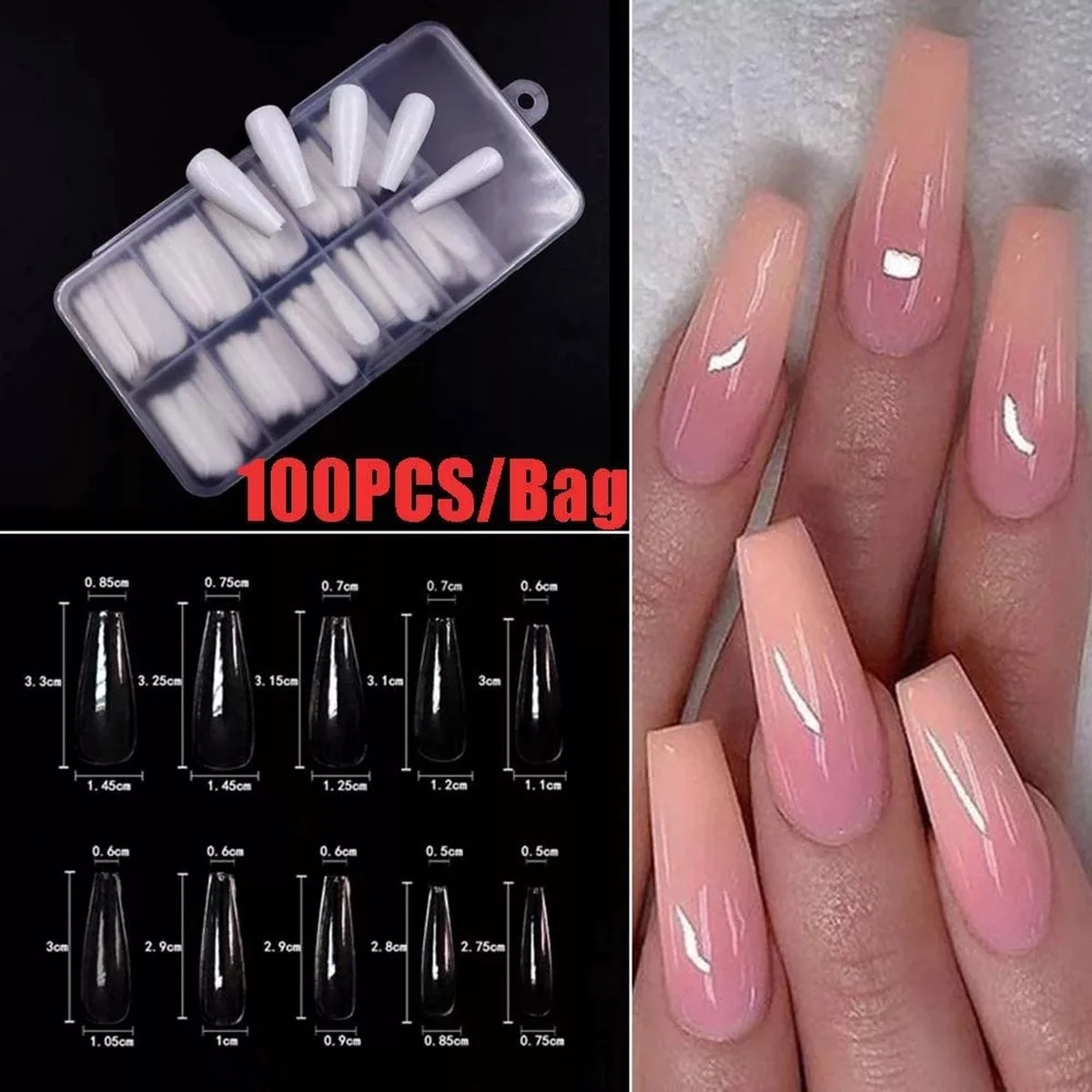 Royala Nageltips Ballerina In Bewaar-assortiments Doos 100 Stuks 10 Maten 9 Royala Nageltips Ballerina In Bewaar-assortiments Doos 100 Stuks 10 Maten - Afbeelding 7