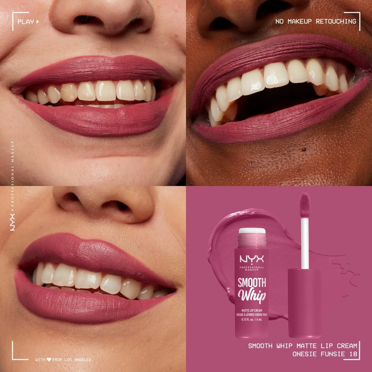 NYX Professional Makeup - Smooth Whip Matte Lip Cream Onesie Funsie - Vloeibare Lippenstift - 4ML 5 NYX Professional Makeup - Smooth Whip Matte Lip Cream Onesie Funsie - Vloeibare Lippenstift - 4ML - Afbeelding 3