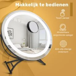Great's® Make Up Spiegel Met LED Verlichting - ⌀ 40cm - Visagie Spiegel Rond - Extra Close Up Spiegeltje 10x - Zwart -Cosmeticawinkel 1200x1200 988