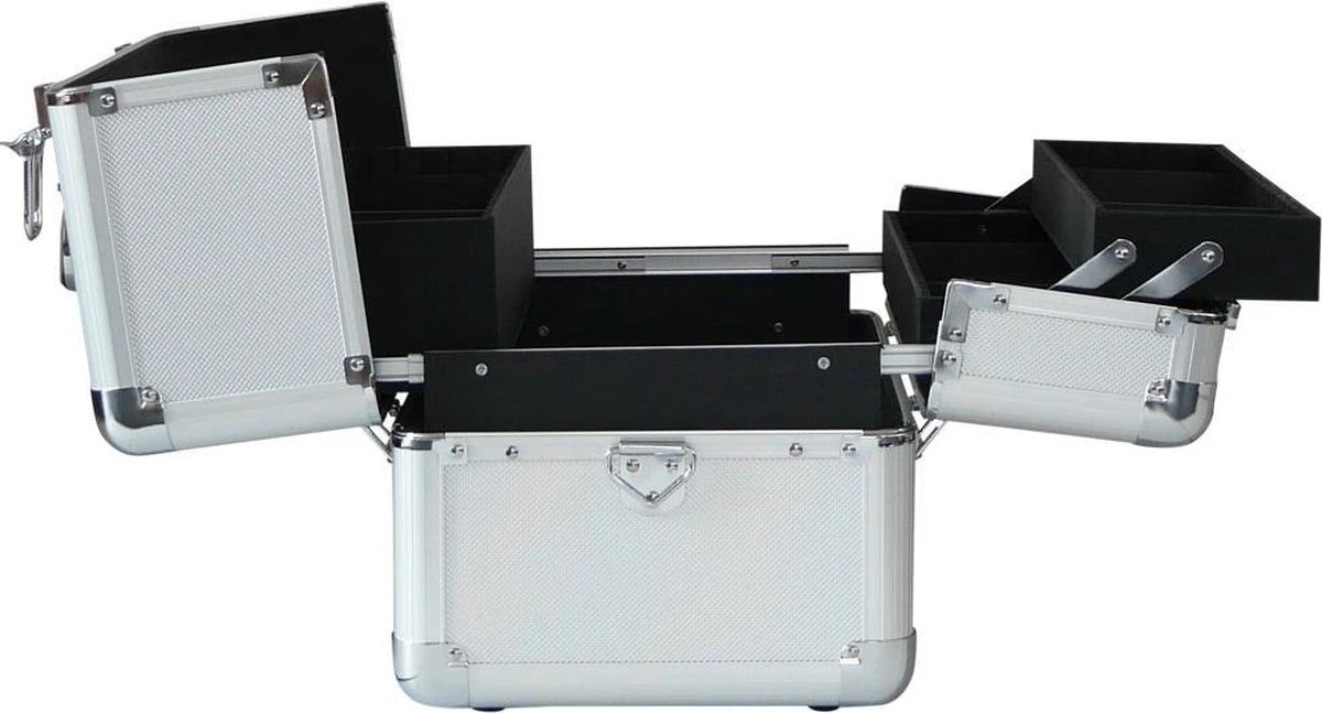 Veronica NAIL-PRODUCTS - Aluminium Koffer - Zilver - 3 Vaks - Draagriem En Afsluitbaar - Beautycase Voor Nagel, Pedicure, Manicure, Visagie, Make-up, Kapper Spullen. 6 Veronica NAIL-PRODUCTS - Aluminium Koffer - Zilver - 3 Vaks - Draagriem En Afsluitbaar - Beautycase Voor Nagel, Pedicure, Manicure, Visagie, Make-up, Kapper Spullen. - Afbeelding 4