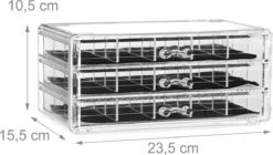 Relaxdays Make-up Organizer Acryl - 3 Lades Met Vakken Acrylbox - Cosmeticabox Opbergdoos - Doorzichtig -Cosmeticawinkel 1200x678 2