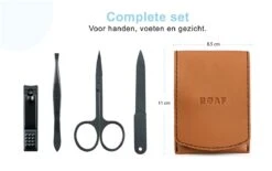 Merkloos Manicure Set - Travel Kit - Luxe 4-delige Set - Met Lederen Opbergetui - Voor Handverzorging - Voetverzorging - Gezichtsverzorging - Nagelschaartje -Cosmeticawinkel 1200x753 1