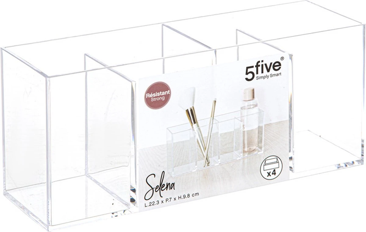 Five® Make-up Bakje 4 Vakken - Transparant - Sorteervakken 4 Five® Make-up Bakje 4 Vakken - Transparant - Sorteervakken - Afbeelding 2