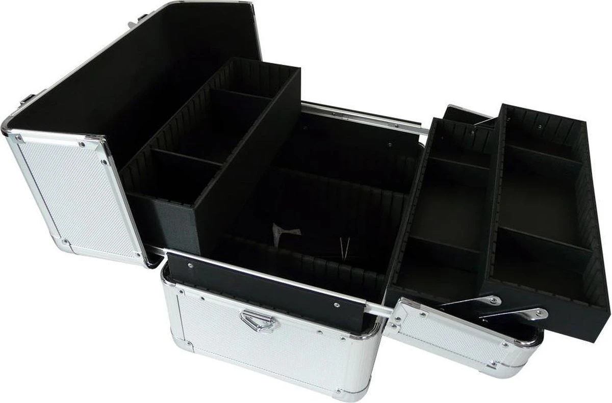 Veronica NAIL-PRODUCTS - Aluminium Koffer - Zilver - 3 Vaks - Draagriem En Afsluitbaar - Beautycase Voor Nagel, Pedicure, Manicure, Visagie, Make-up, Kapper Spullen. 5 Veronica NAIL-PRODUCTS - Aluminium Koffer - Zilver - 3 Vaks - Draagriem En Afsluitbaar - Beautycase Voor Nagel, Pedicure, Manicure, Visagie, Make-up, Kapper Spullen. - Afbeelding 3