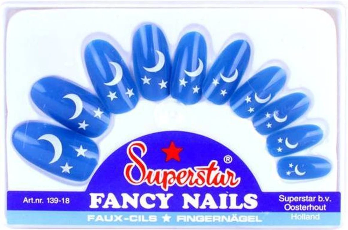 Nagels Superstar Superstar Blauw Maan Met Sterren 3 Nagels Superstar Superstar Blauw Maan Met Sterren