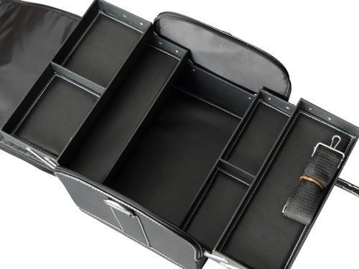 Praktische Handkoffer - Mat Zwart - Make-up, Nagel, Visagie Beautycase - Lichtgewicht - Met Draagriem 6 Praktische Handkoffer - Mat Zwart - Make-up, Nagel, Visagie Beautycase - Lichtgewicht - Met Draagriem - Afbeelding 4