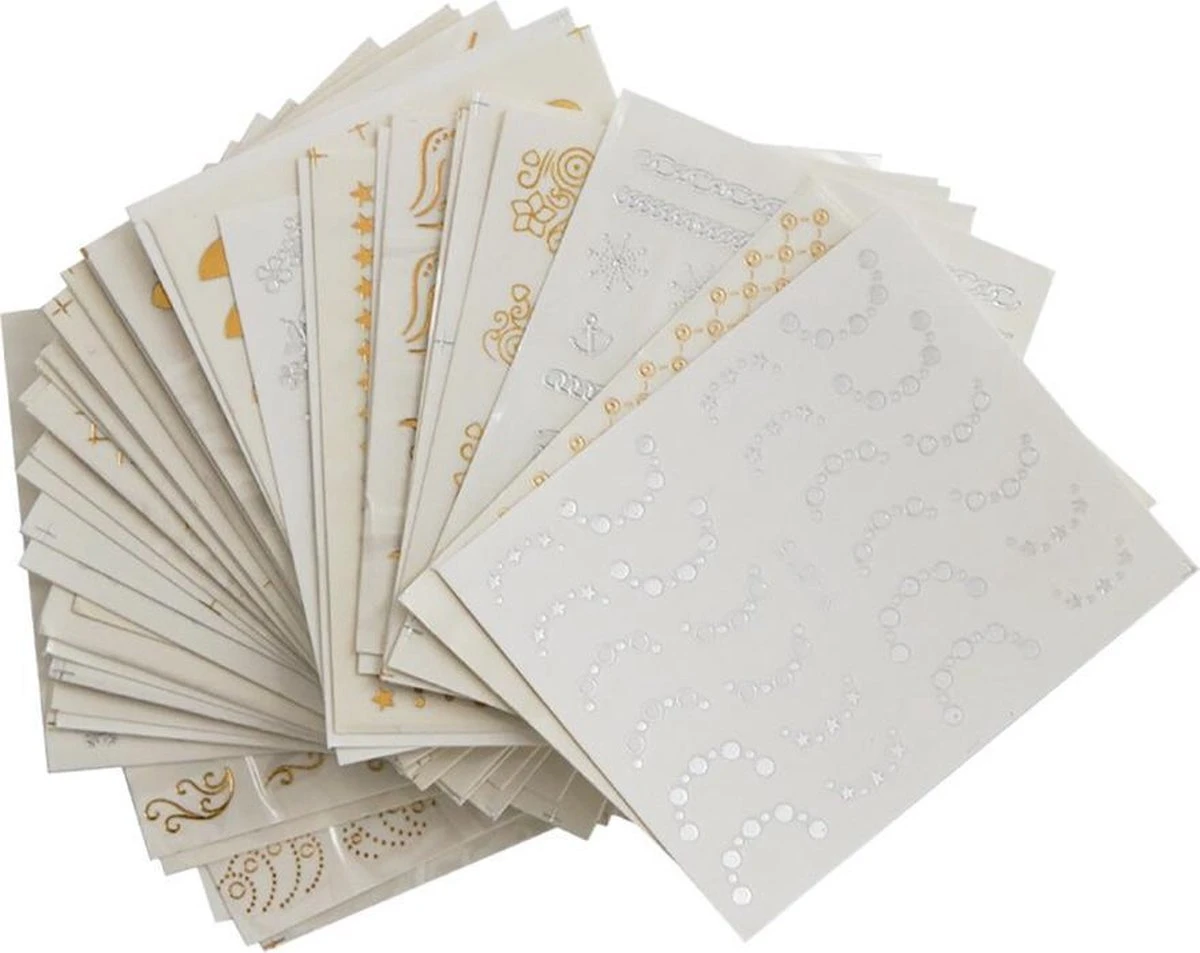 GUAPÀ - Nail Art Nagel Sjabloon Stickers 30 Vellen - Zelfklevende Nagelstickers & Nageldecoratie 3D Goud En Zilver 3 GUAPÀ - Nail Art Nagel Sjabloon Stickers 30 Vellen - Zelfklevende Nagelstickers & Nageldecoratie 3D Goud En Zilver - Afbeelding 2