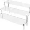 QWORK 3-laags Acryl Displaystandaard, Transparant Acryl Display Riser Plank Voor Figuren, Sieraden, Cupcake, Lippenstift, Nagellak, Kruiden, 30x21x15cm