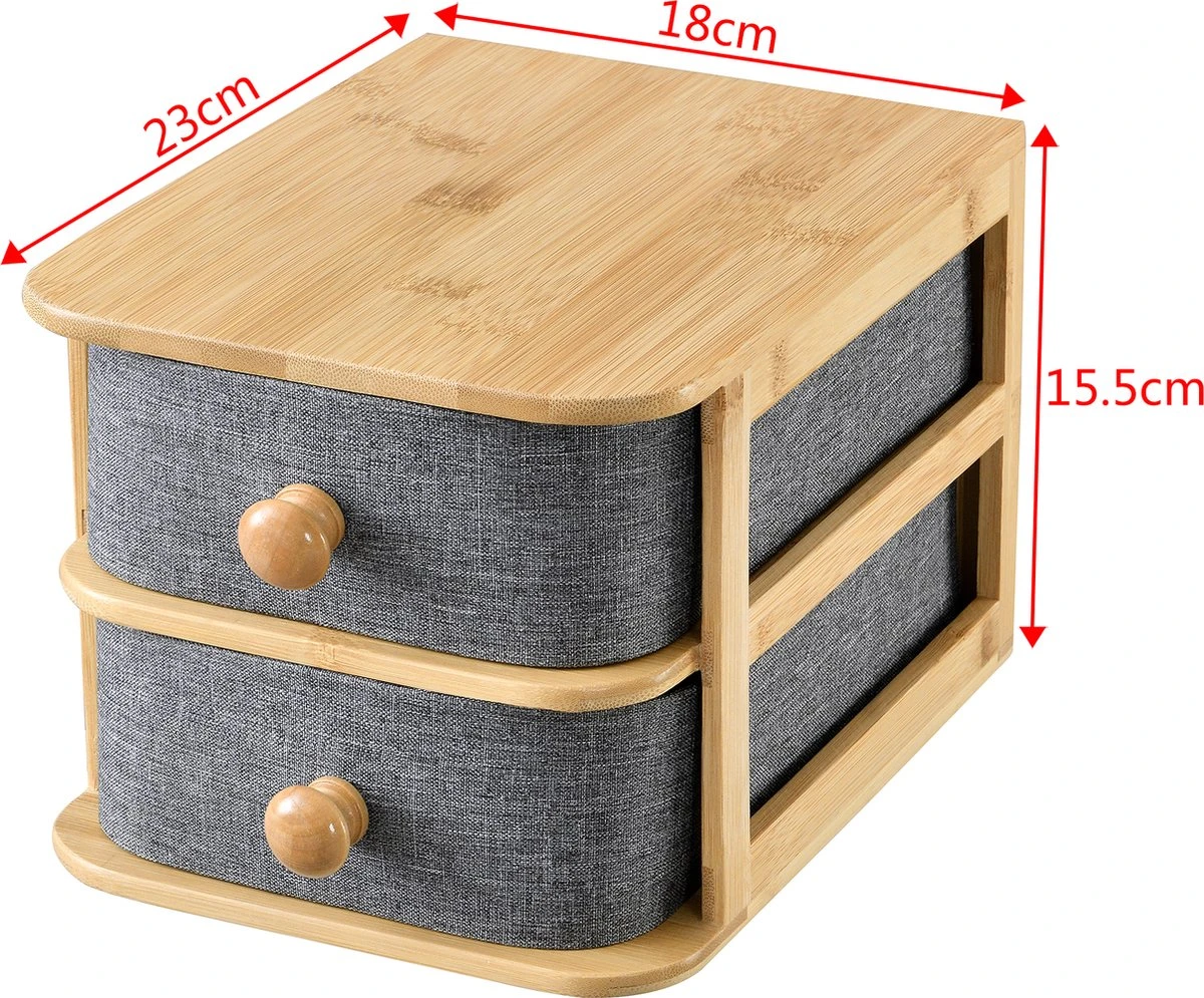 Bureau Organizer Arsivik Met 2 Lades Bamboe 15,5x18x23 Cm 4 Bureau Organizer Arsivik Met 2 Lades Bamboe 15,5x18x23 Cm - Afbeelding 2