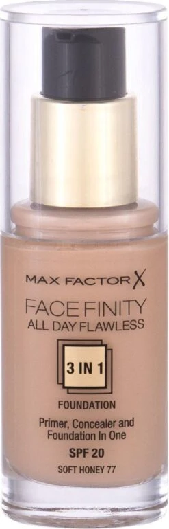 Max Factor Facefinity All Day Flawless 3-in-1 Liquid Foundation - 077 Soft Honey -Cosmeticawinkel 385x1200 2