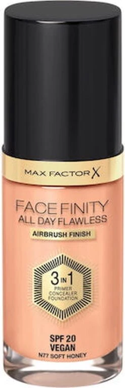 Max Factor Facefinity All Day Flawless 3-in-1 Liquid Foundation - 077 Soft Honey -Cosmeticawinkel 387x1200 1