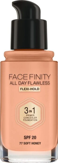 Max Factor Facefinity All Day Flawless 3-in-1 Liquid Foundation - 077 Soft Honey -Cosmeticawinkel 432x1200 2