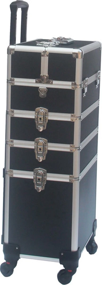 VDD Aluminium Visagie Kappers Koffer Trolley - Make-up Schmink Nagel Koffer Trolley - Zwart 4 VDD Aluminium Visagie Kappers Koffer Trolley - Make-up Schmink Nagel Koffer Trolley - Zwart - Afbeelding 2