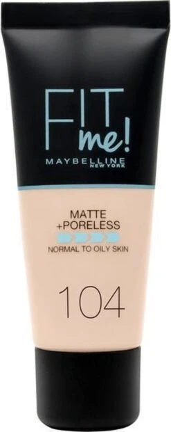 Maybelline Fit Me Matte & Poreless Foundation - 104 Soft Ivory -Cosmeticawinkel 477x1200 2
