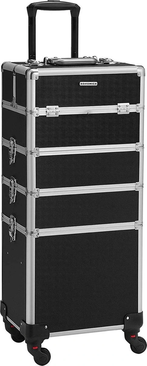 XXL PRO Visagie Beauty Case Koffer Trolley - Nagelkoffer Op Wielen Voor Makeup Of Cosmetica - Grote Uitklapbare Opbergsysteem Nagel Styliste Kapster - Zwart 3 XXL PRO Visagie Beauty Case Koffer Trolley - Nagelkoffer Op Wielen Voor Makeup Of Cosmetica - Grote Uitklapbare Opbergsysteem Nagel Styliste Kapster - Zwart