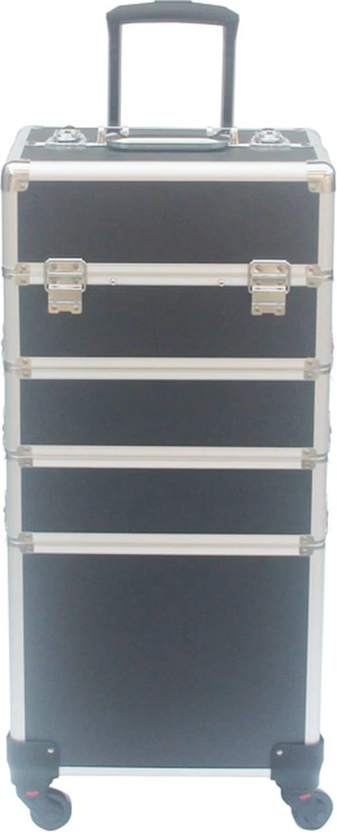 VDD Aluminium Visagie Kappers Koffer Trolley - Make-up Schmink Nagel Koffer Trolley - Zwart 3 VDD Aluminium Visagie Kappers Koffer Trolley - Make-up Schmink Nagel Koffer Trolley - Zwart