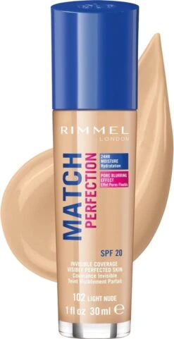 Rimmel London Match Perfection Foundation 102 Light Nude 20 Rimmel London Match Perfection Foundation 102 Light Nude -Cosmeticawinkel 616x1200