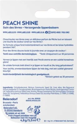 Labello Fruity Shine Peach Lippenbalsem - 5.5ml -Cosmeticawinkel 747x1200 1