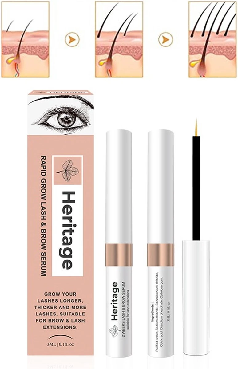 Heritage Wimperserum Rapid Grow Geschikt Voor Wimperextensions Olievrije. Naturel Ingrediënten - Oil Free Lash Serum Suitable For Lash Extensions Wearer 4 Heritage Wimperserum Rapid Grow Geschikt Voor Wimperextensions Olievrije. Naturel Ingrediënten - Oil Free Lash Serum Suitable For Lash Extensions Wearer - Afbeelding 2