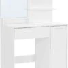 MIRA Home - Kaptafel - Make-up Tafel - Wit - Spaanplaat - 80x40x132cm -Cosmeticawinkel 776x1200