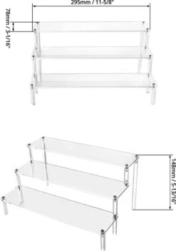 QWORK 3-laags Acryl Displaystandaard, Transparant Acryl Display Riser Plank Voor Figuren, Sieraden, Cupcake, Lippenstift, Nagellak, Kruiden, 30x21x15cm -Cosmeticawinkel 843x1200 1