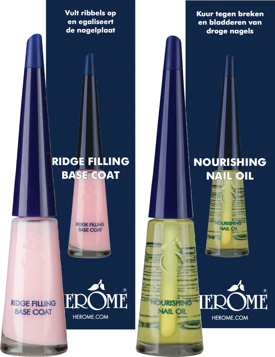 Herome Combi-Pack Voedende Nagelolie & Ridge Filling Base Coat (Nourishing Nail Oil & Ridge Filling Base Coat) - Herstelt Nagels, Maakt De Nagels Veerkrachtig & Vult Oneffenheden Op. Maakt De Nagel Egaal En Glad - 2*10ml. 11 Herome Combi-Pack Voedende Nagelolie & Ridge Filling Base Coat (Nourishing Nail Oil & Ridge Filling Base Coat) - Herstelt Nagels, Maakt De Nagels Veerkrachtig & Vult Oneffenheden Op. Maakt De Nagel Egaal En Glad - 2*10ml. - Afbeelding 9
